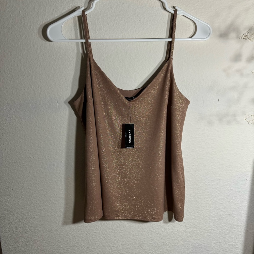 NWT Express Nude Shimmer Spaghetti Strap Tank Top